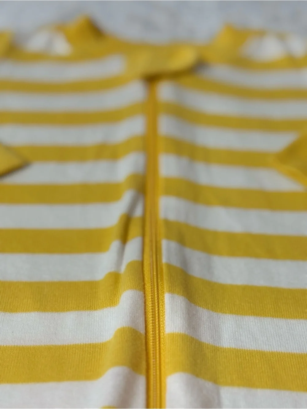 Hanna Andersson Bold Stripe Zip Sleeper 3-6M Yellow White Organic Cotton